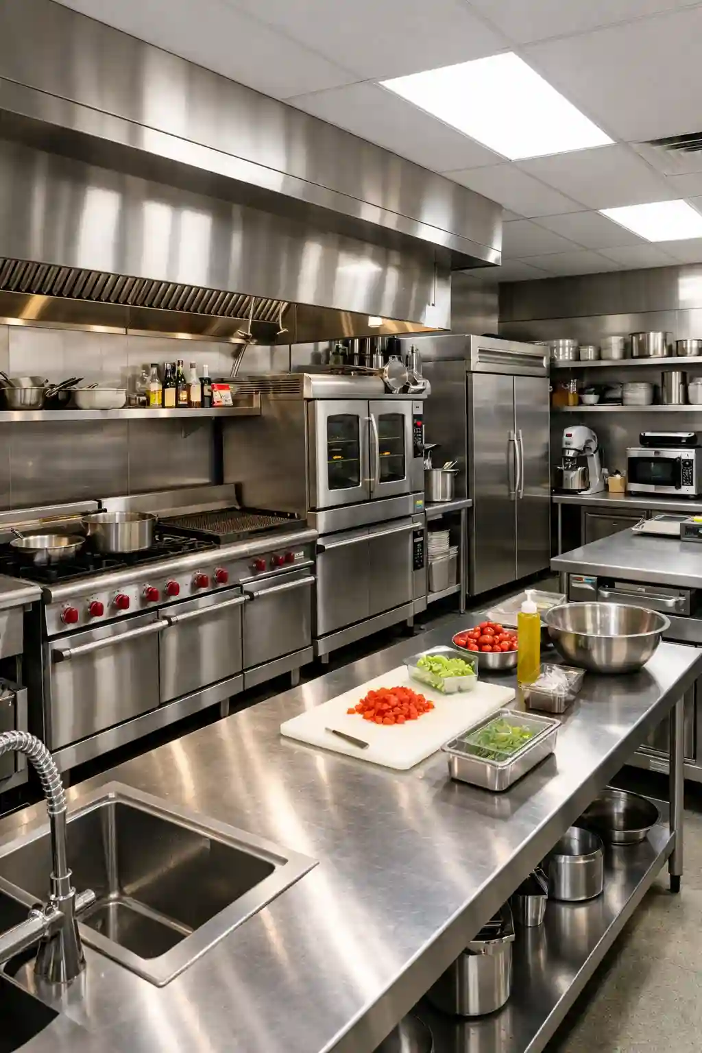 Commercial Kitchen with Stainless Steel Counters and Catering Equipment-1 (1)