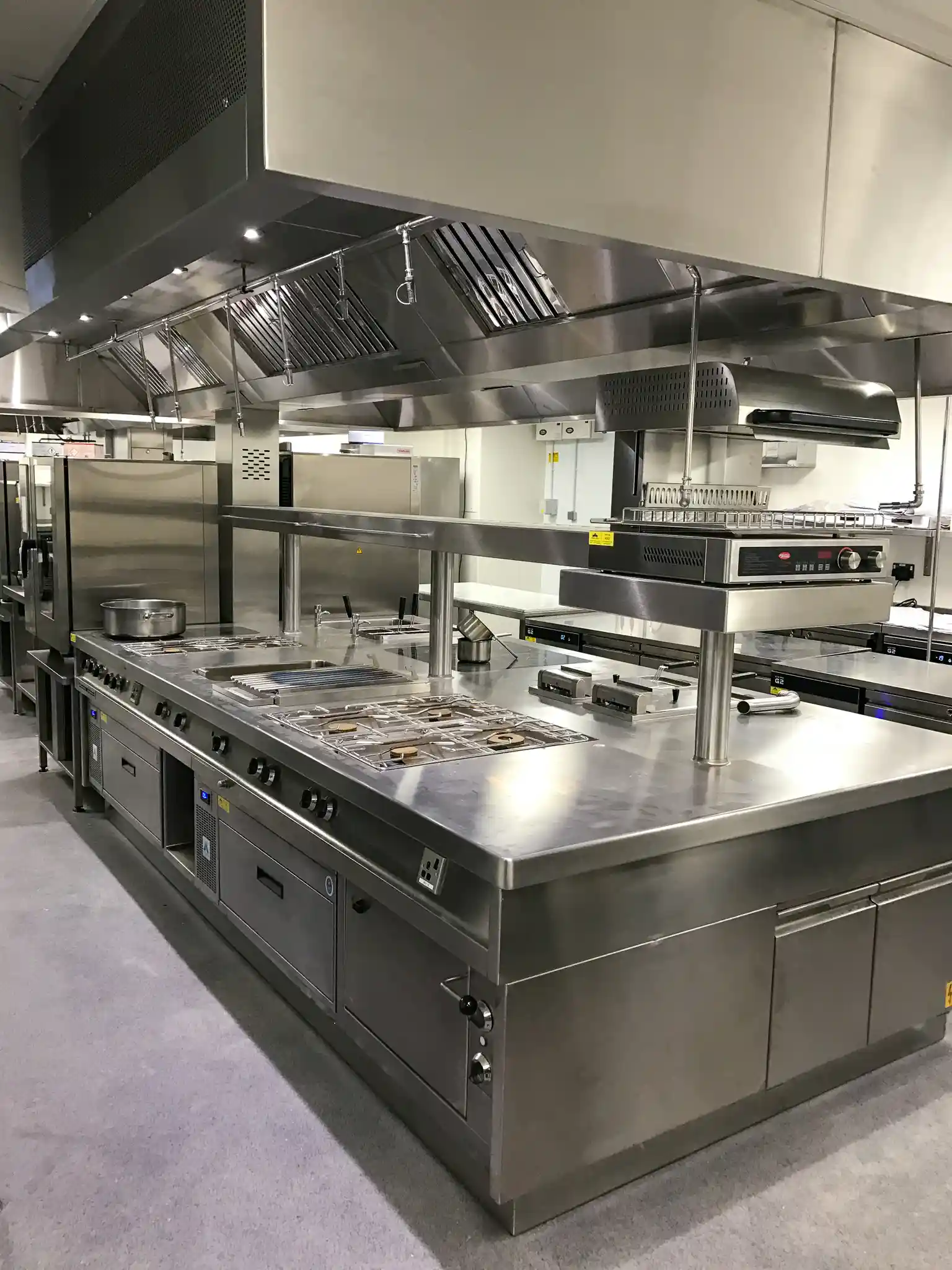 a commercial kitchen in a school